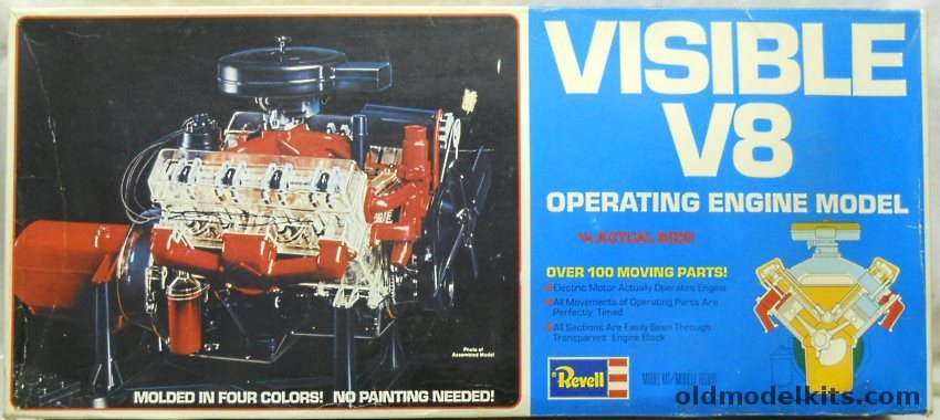 Revell 1/4 The Visible V8 Transparent Motorized Operating Auto Engine - (ex-Renwal), H902 plastic model kit